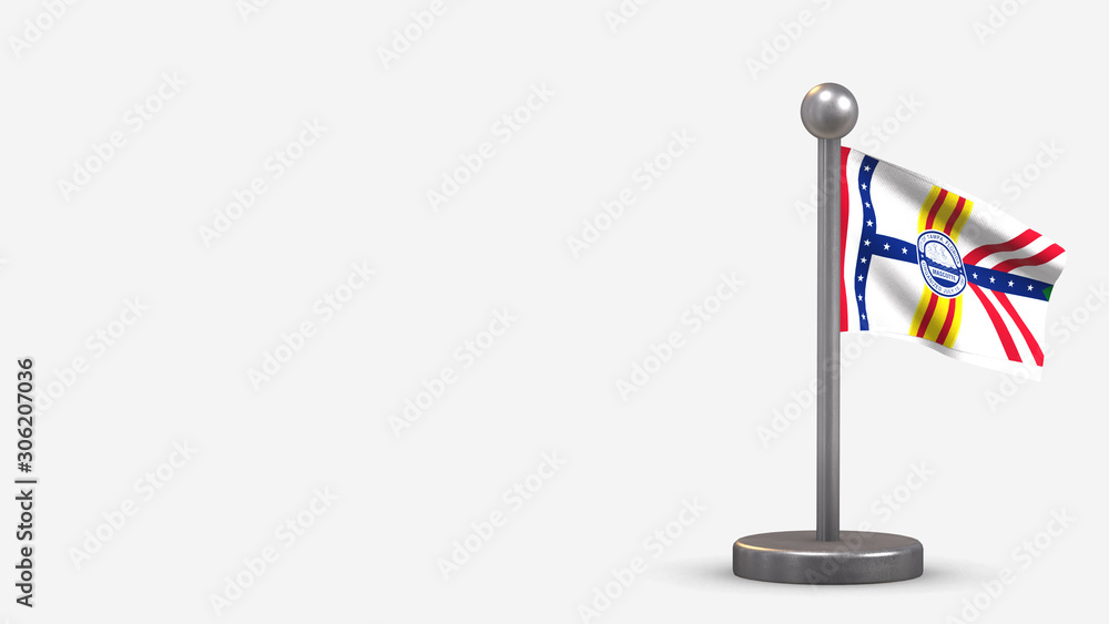 Fototapeta premium Tampa Florida 3D waving flag illustration on tiny flagpole.