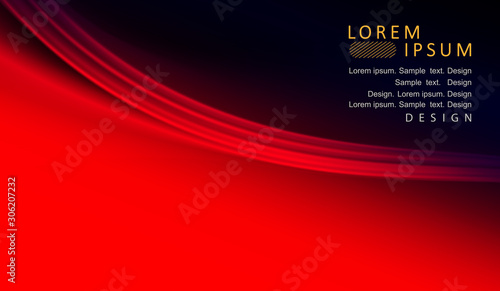 Graceful abstract black with red background with curved folds of matter
