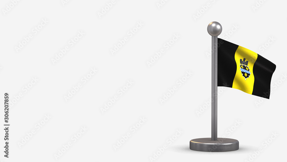 Pittsburgh Pennsylvania 3D waving flag illustration on tiny flagpole. Pittsburgh Pennsylvania 3D waving flag illustration on tiny flagpole.