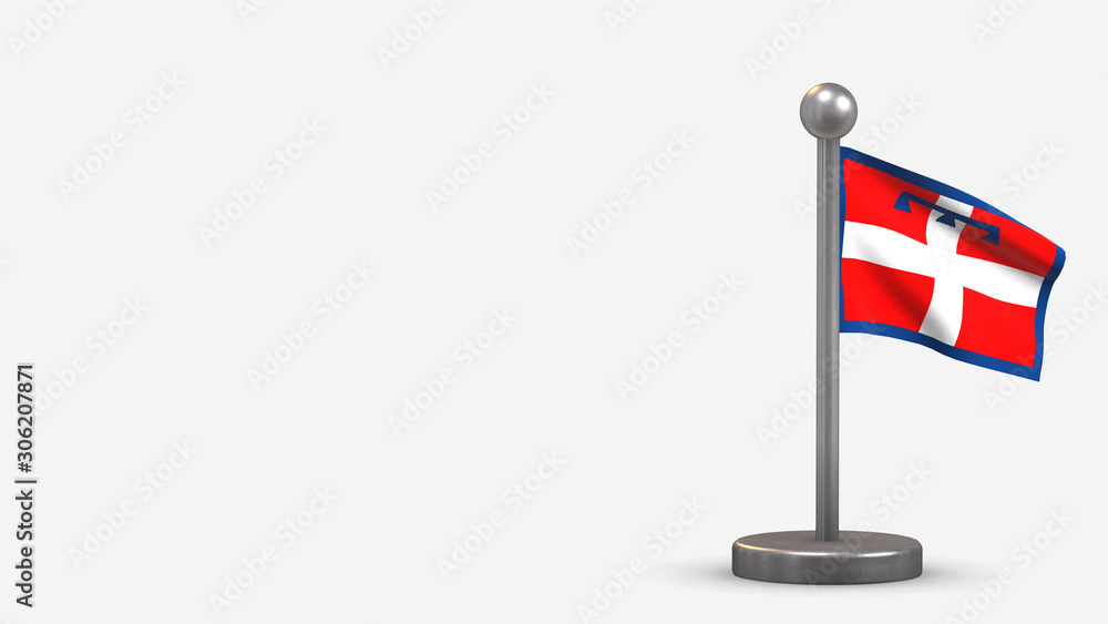 Fototapeta premium Piedmont 3D waving flag illustration on tiny flagpole.