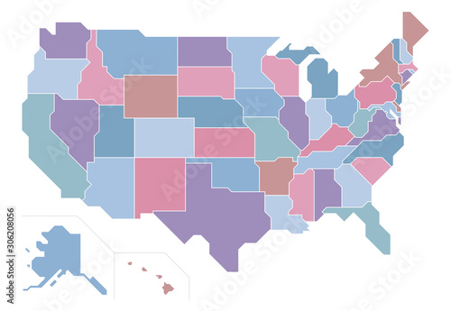 USA map state division, Vector illustration [Ver.2]