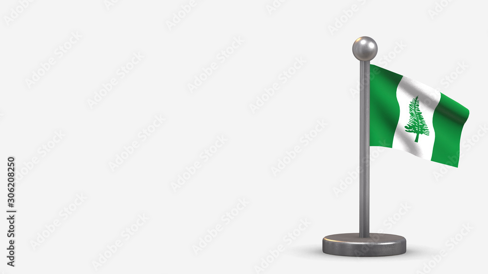 Norfolk Island 3D waving flag illustration on tiny flagpole. Norfolk Island 3D waving flag illustration on tiny flagpole.