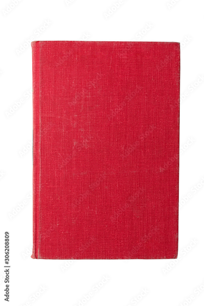red texstile book cover