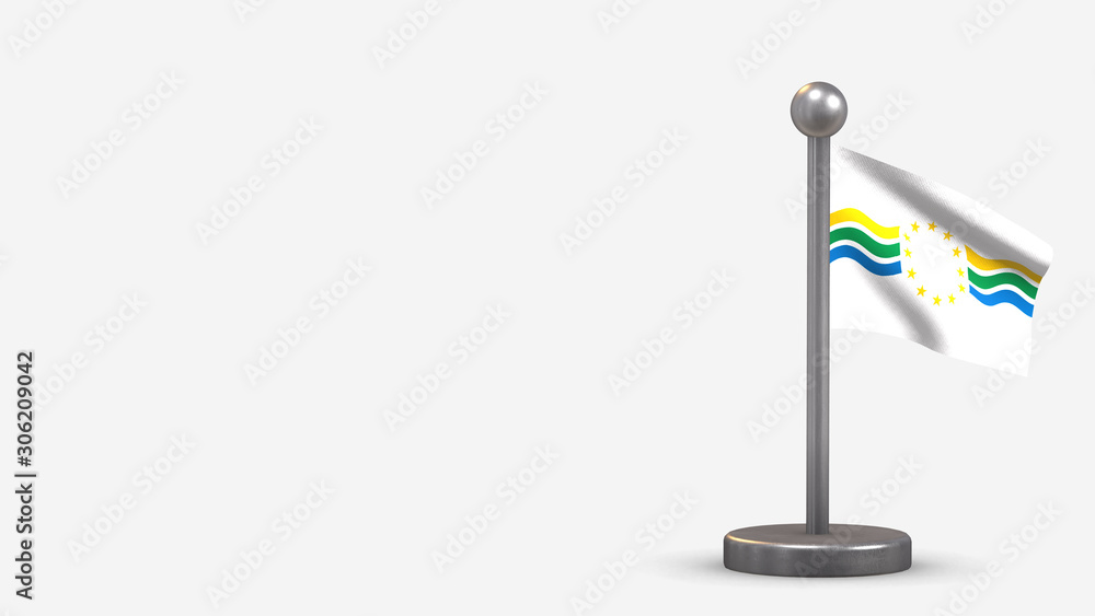 Los Rios_Chile 3D waving flag illustration on tiny flagpole.