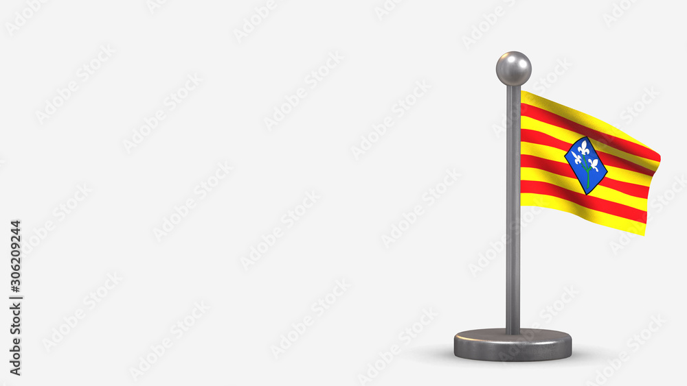 Lerida 3D waving flag illustration on tiny flagpole. Lerida 3D waving flag illustration on tiny flagpole.