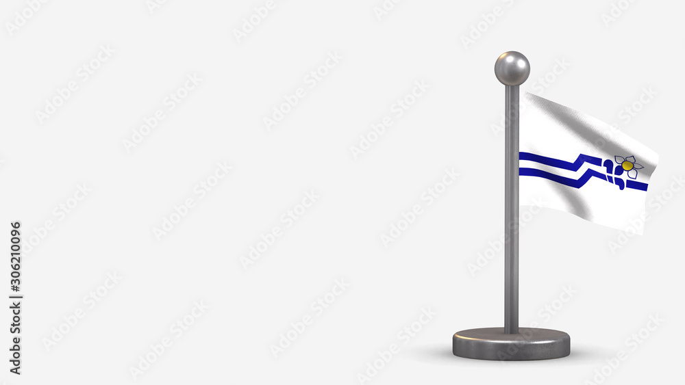 Franco-Colombiens 3D waving flag illustration on tiny flagpole. Franco-Colombiens 3D waving flag illustration on tiny flagpole.