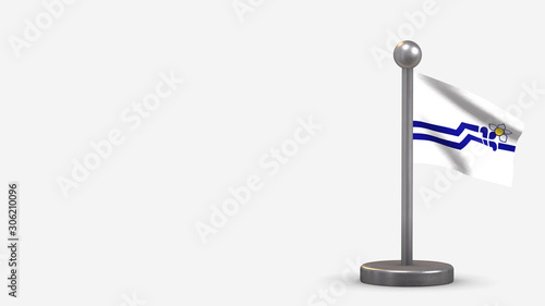 Franco-Colombiens 3D waving flag illustration on tiny flagpole. © Birgit