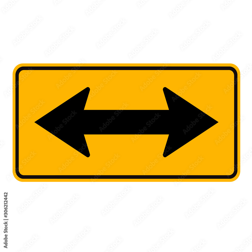 Warning Go Left Or Right By The Arrows Traffic Road Sign,Vector Illustration, Isolate On White Background Label. EPS10 Warning Go Left Or Right By The Arrows Traffic Road Sign,Vector Illustration, Isolate On White Background Label. EPS10