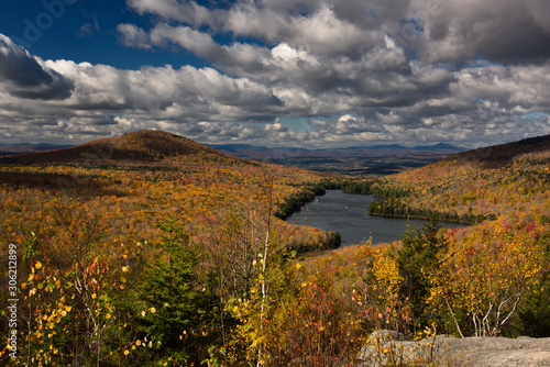 Hardwood Mountain Kettle Pond and Mountain in the Fall from Owls Head lookout Vermont