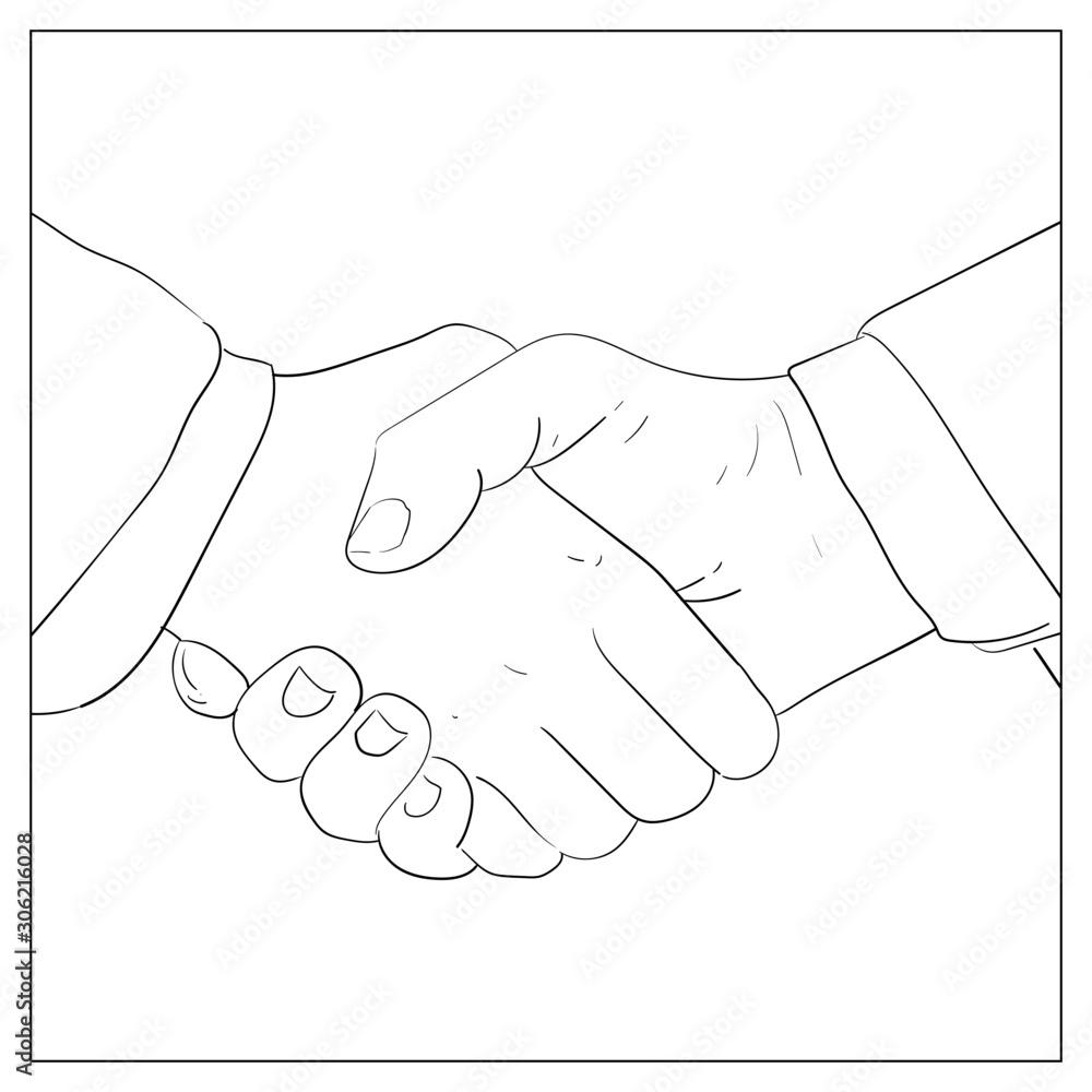 Hand drawn sketch illustration of a handshake. Hand drawn sketch illustration of a handshake.
