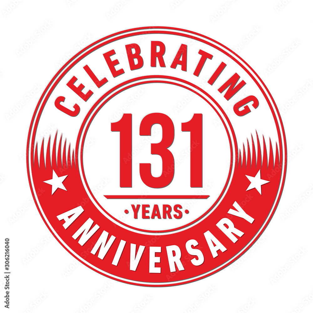 131 years anniversary celebration logo template. One hundred thirty one years vector and illustration.