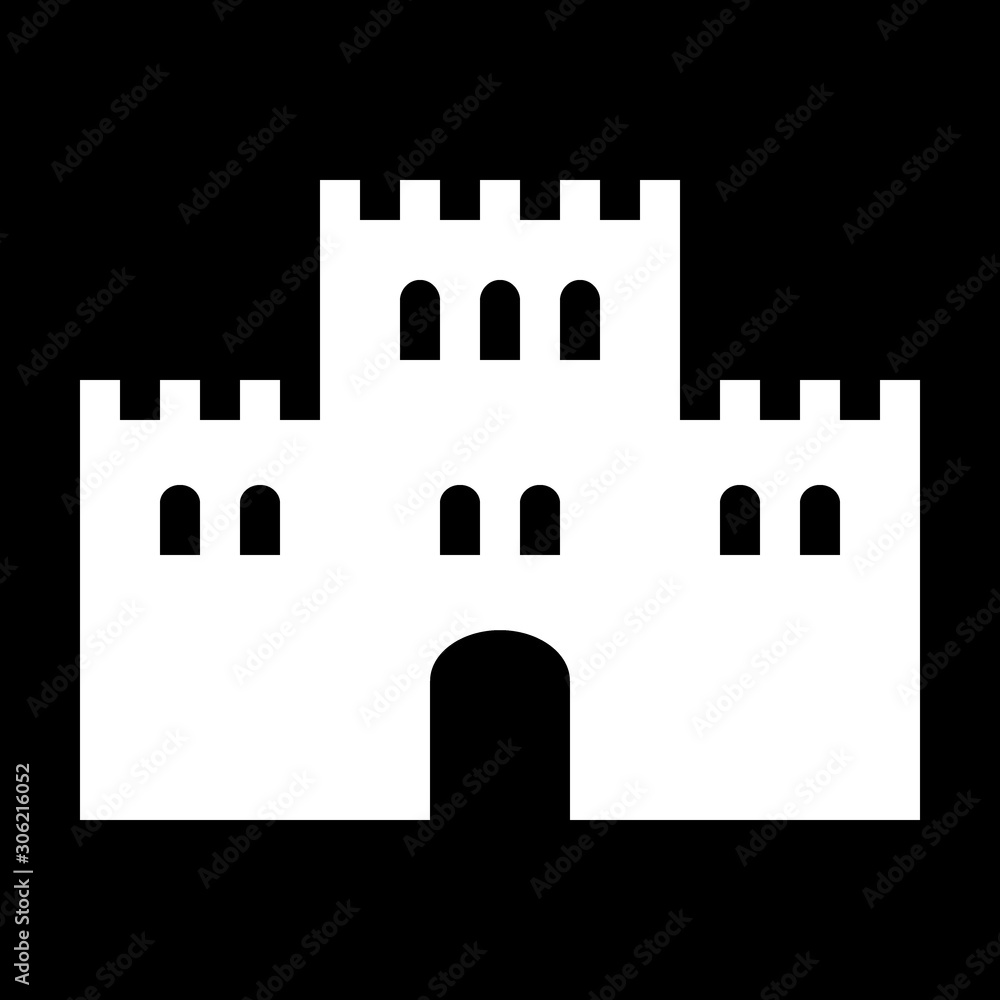 Castle icon on black.
