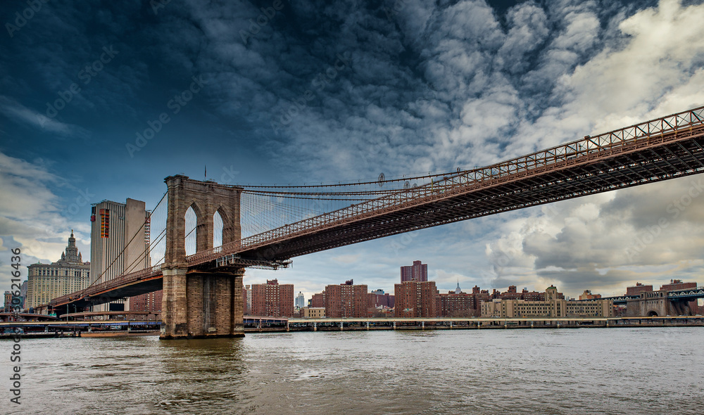  Brooklyn Bridge and East River. New York City, USA