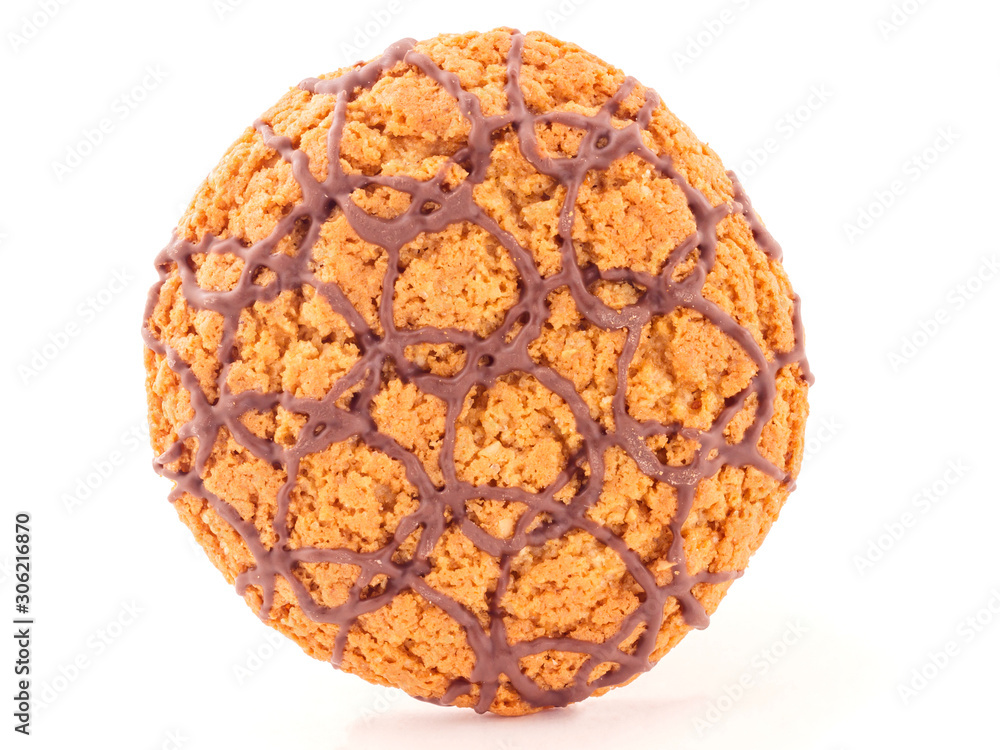 oatmeal cookies with chocolate on a white background oatmeal cookies with chocolate on a white background