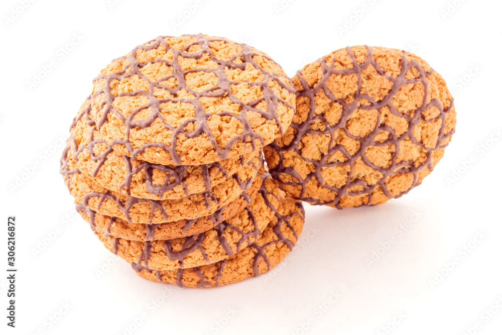 oatmeal cookies with chocolate on a white background oatmeal cookies with chocolate on a white background