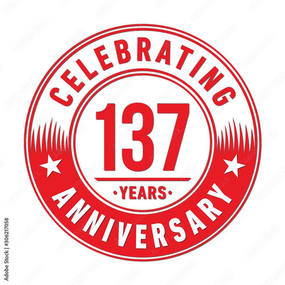 137 years anniversary celebration logo template. One hundred thirty seven years vector and illustration.
