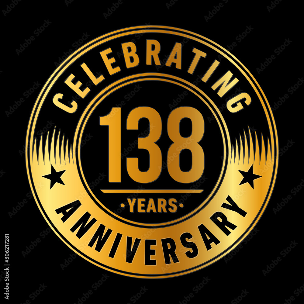 138 years anniversary celebration logo template. One hundred thirty eight years vector and illustration.
