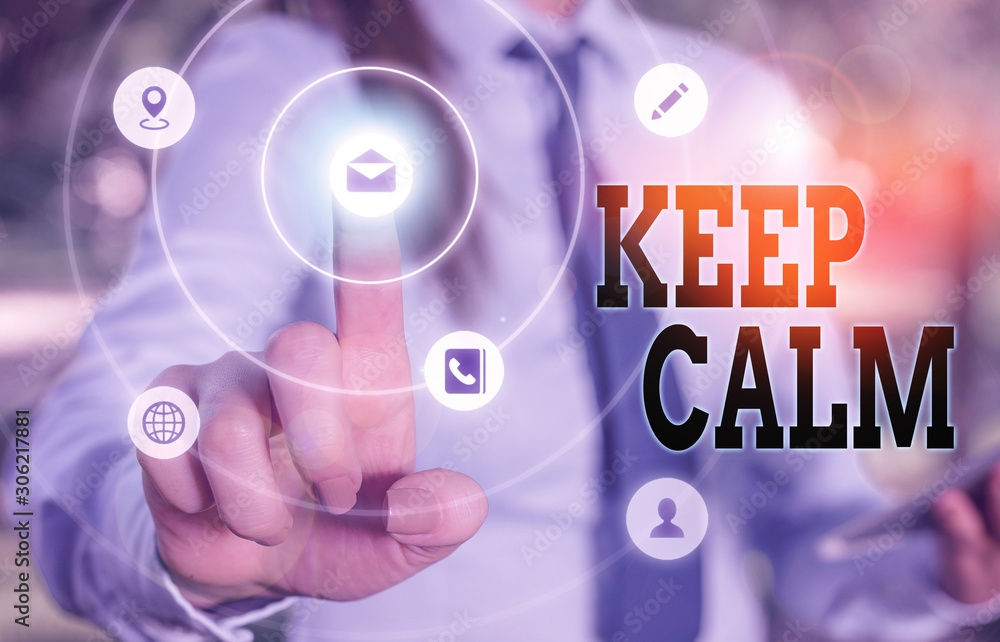 Writing note showing Keep Calm. Business concept for not get emotionally invested in situations you cannot control over Writing note showing Keep Calm. Business concept for not get emotionally invested in situations you cannot control over