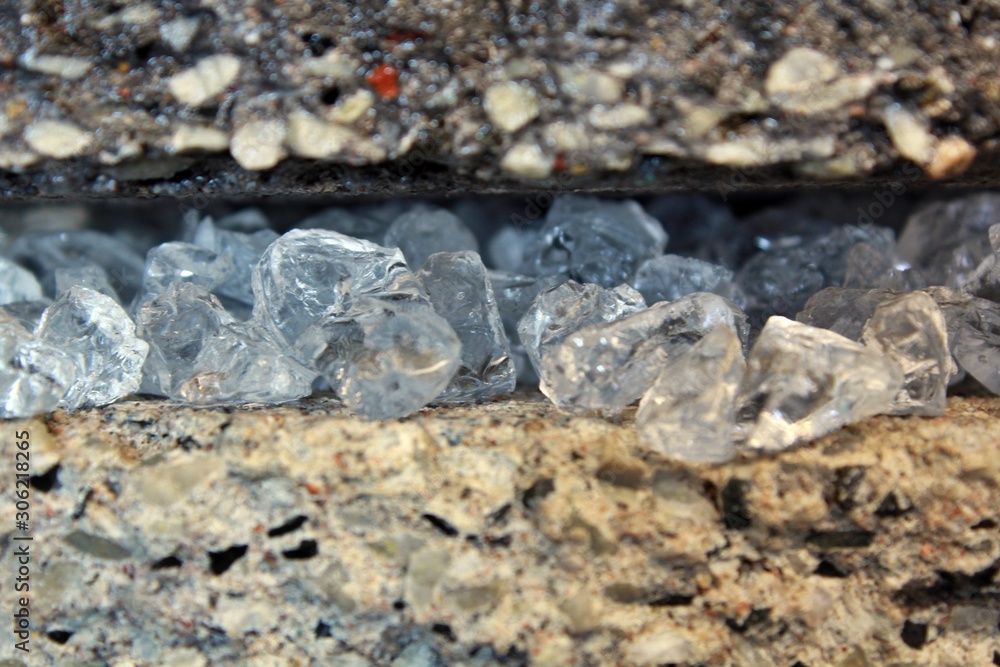 wet enclosed diamonds in stone, almost as in reality