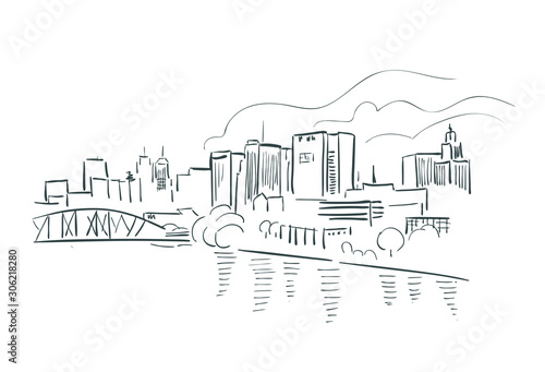Newark New Jersey usa America vector sketch city illustration line art