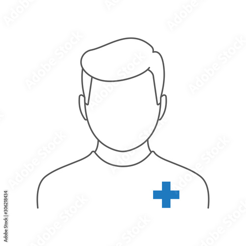 Sick man. Vector illustration of patient.