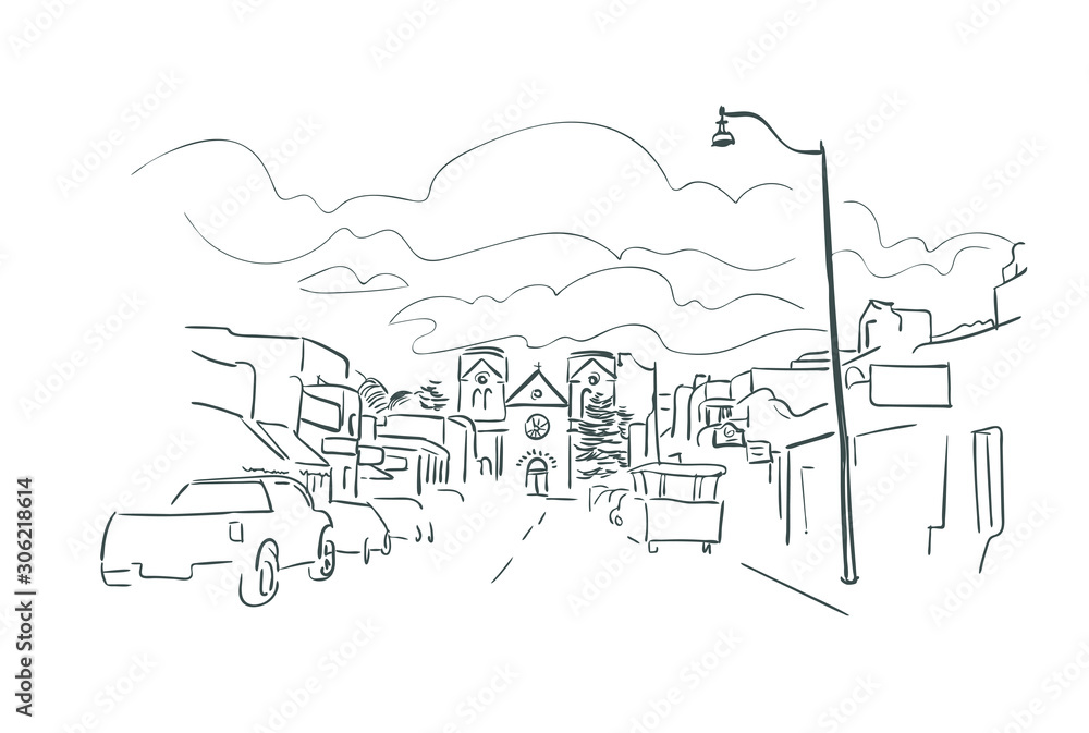 Obraz premium Santa Fe New Mexico usa America vector sketch city illustration line art