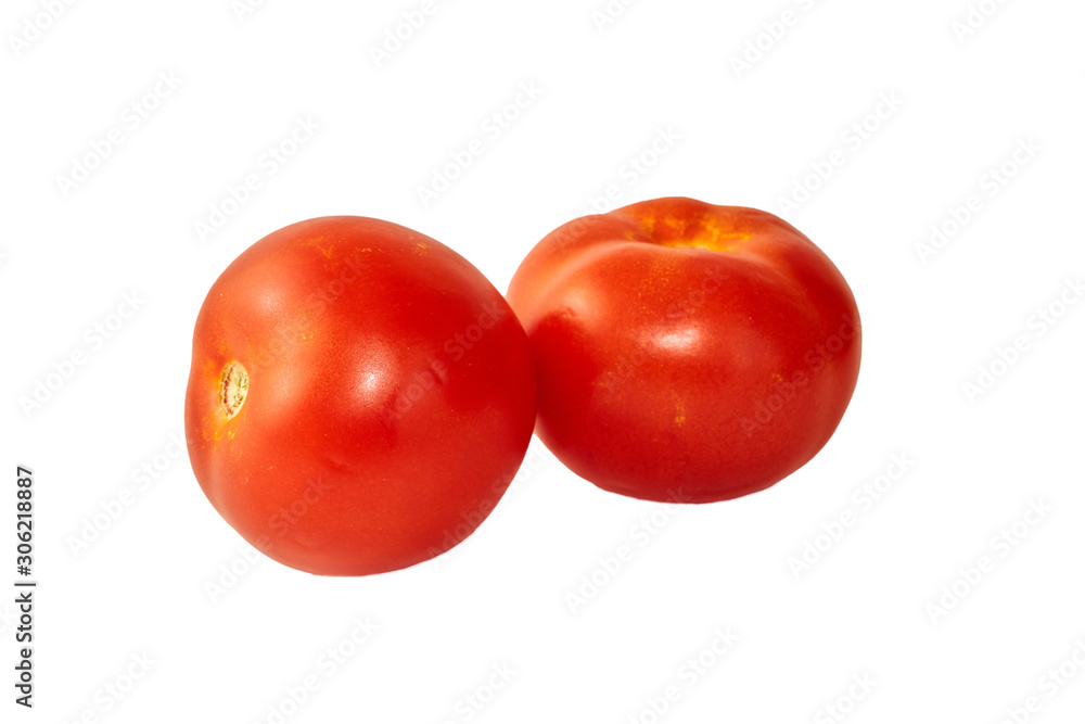 Two tomatoes isolated with white background Two tomatoes isolated with white background