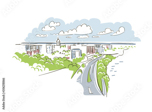 Madison Wisconsin usa America vector sketch city illustration line art