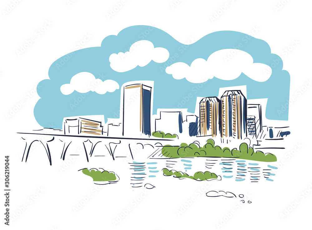 Richmond Virginia usa America vector sketch city illustration line art