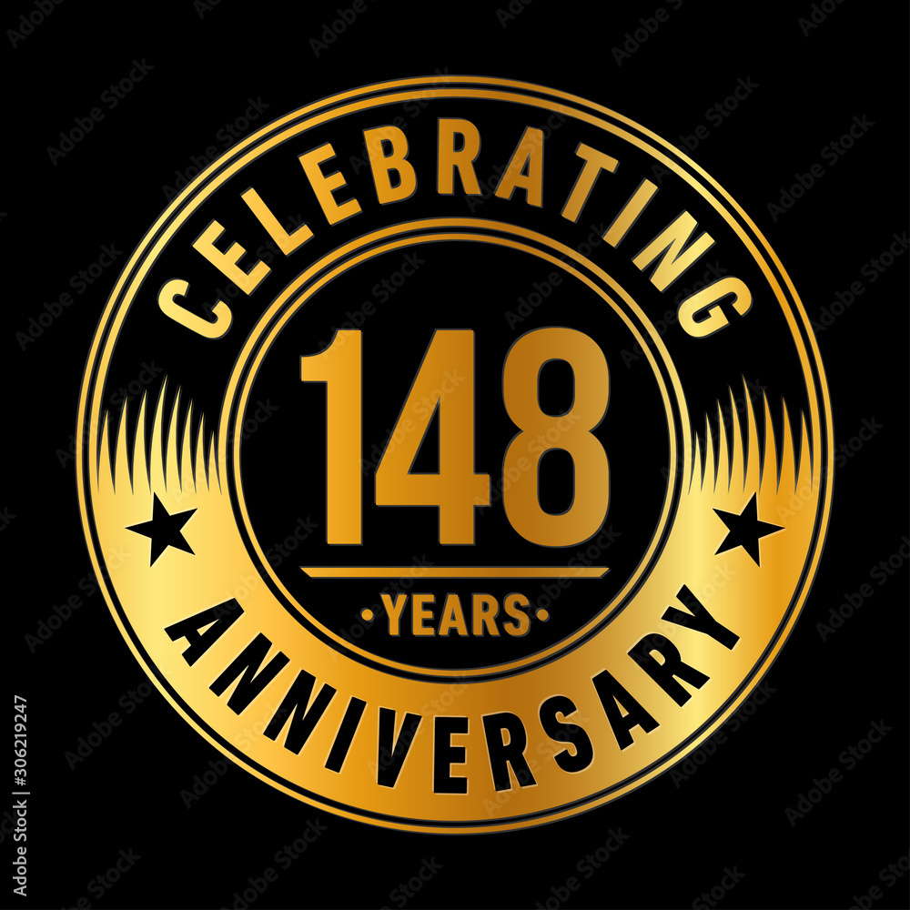 148 years anniversary celebration logo template. One hundred forty eight years vector and illustration.