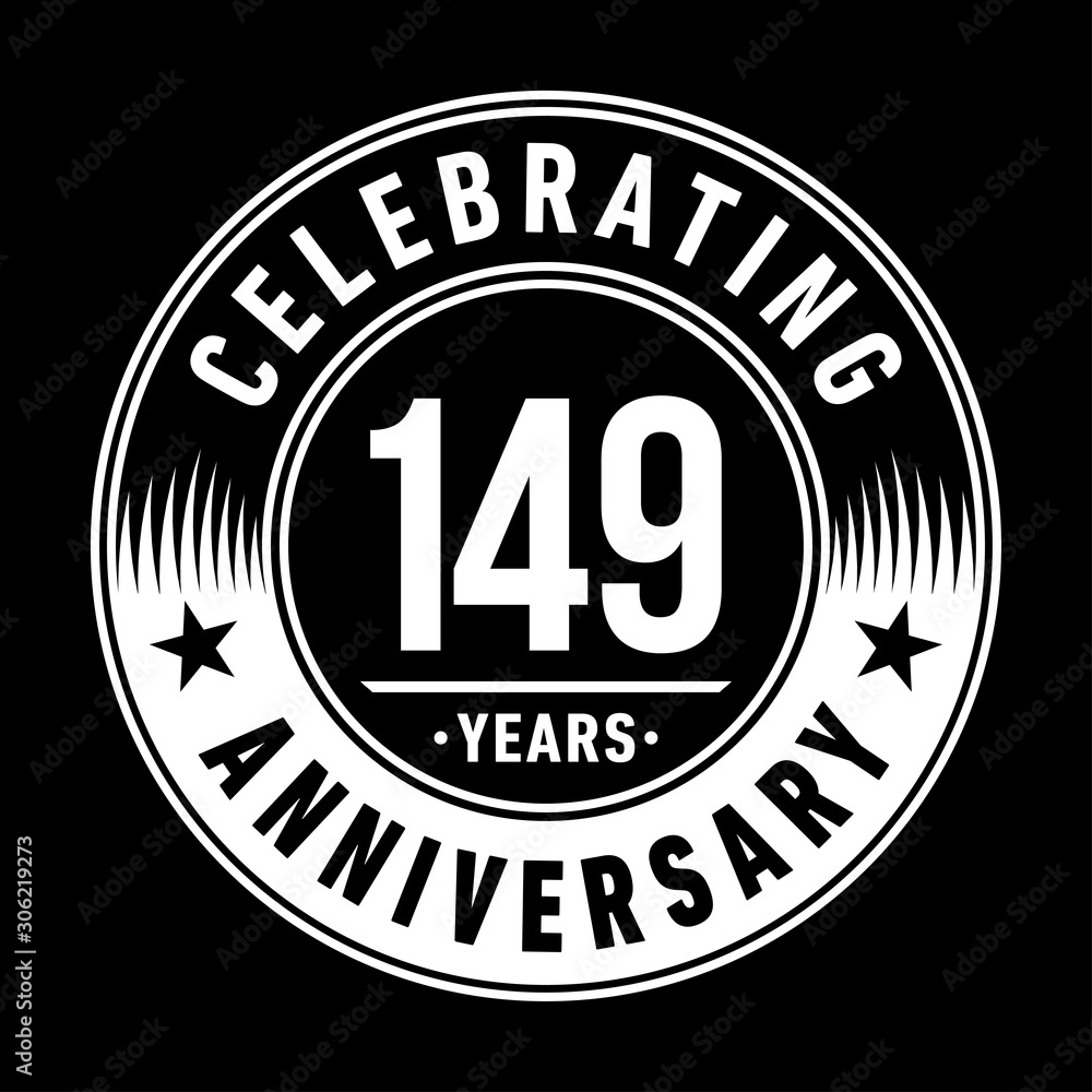 149 years anniversary celebration logo template. One hundred forty nine years vector and illustration.
