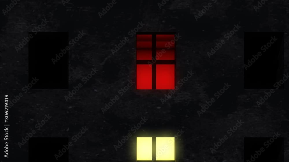 Scary industrial urban street city night scene. The camera is moving ...