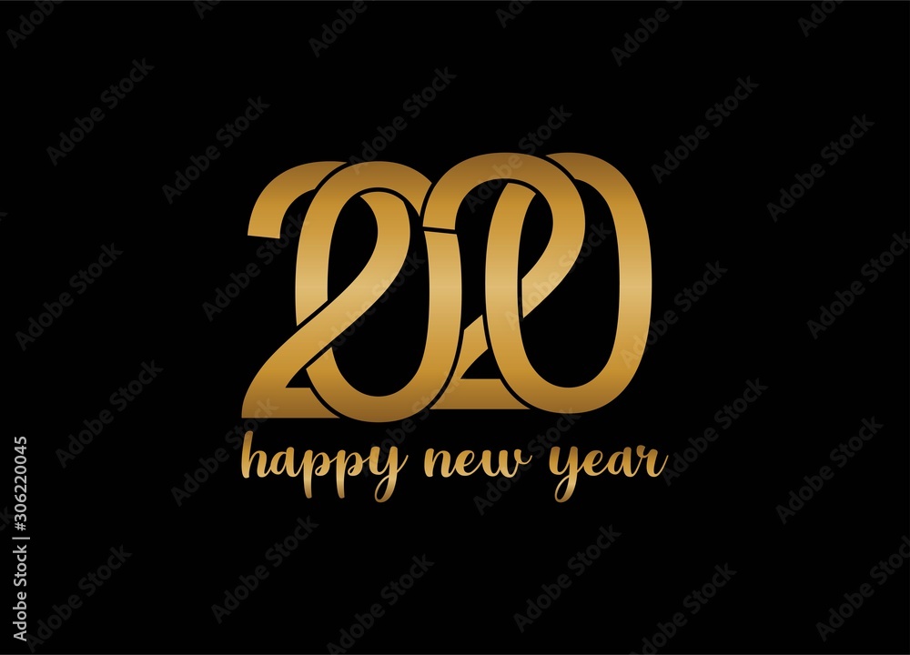 Golden 2020 New Year logo. Holiday greeting card. Vector illustration. Holiday design for greeting card, invitation, calendar, etc. Golden 2020 New Year logo. Holiday greeting card. Vector illustration. Holiday design for greeting card, invitation, calendar, etc.
