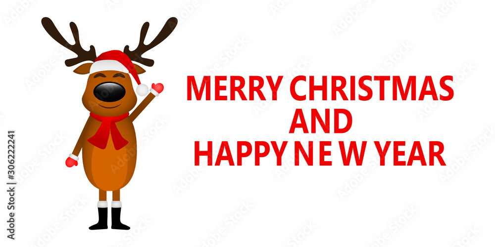 Funny reindeer in a scarf for christmas smiling Funny reindeer in a scarf for christmas smiling