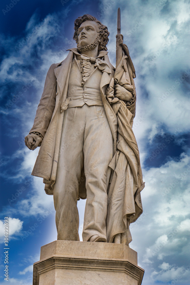Fototapeta premium Sculpture of Italian patriot Ciro Menotti in Modena, Italy