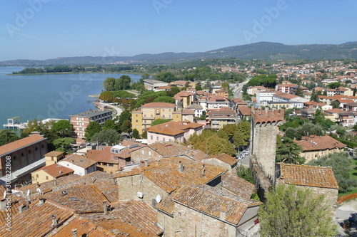 Passignano on Trasimeno Lake panorama from the tower of the Castle on the lake and on the village