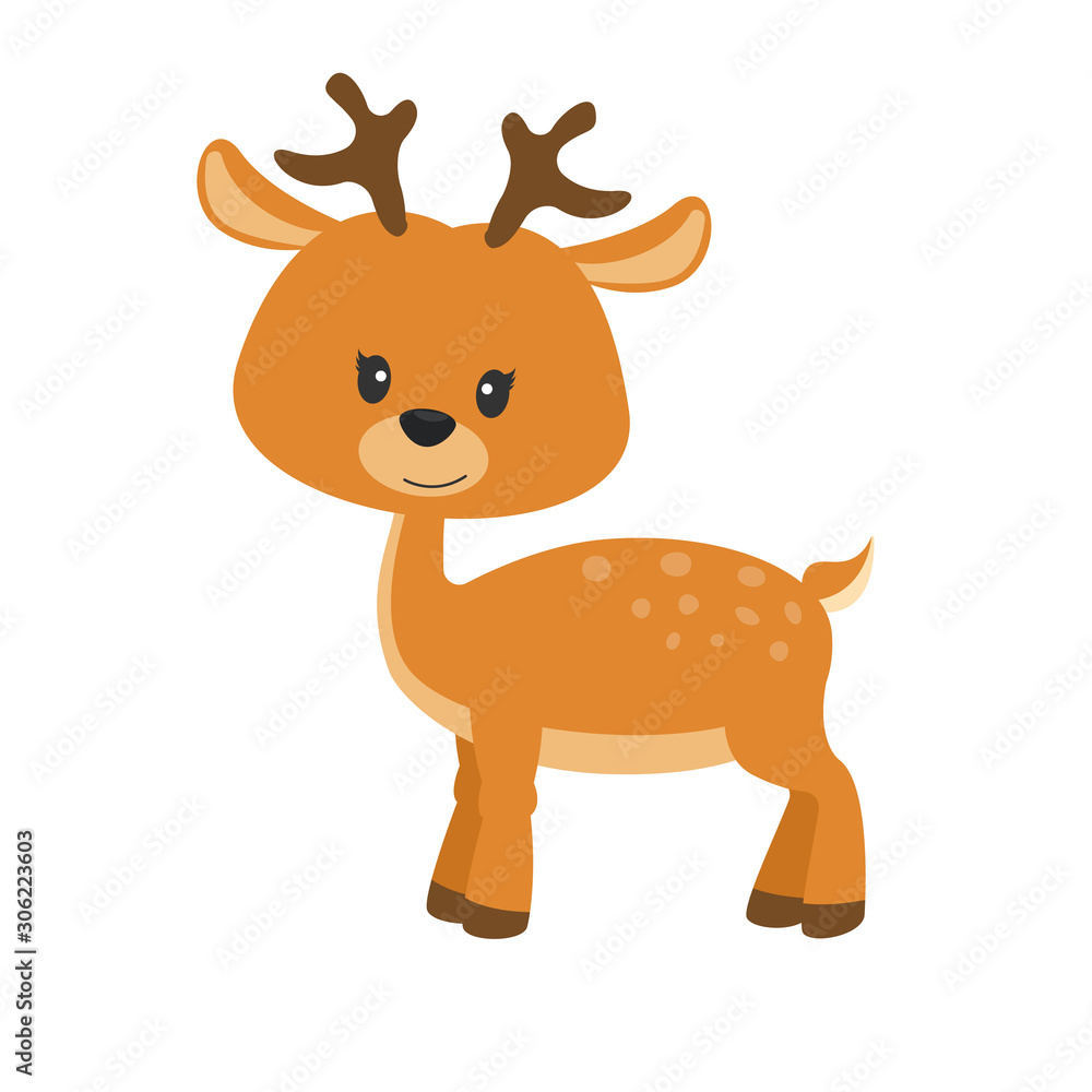 Cute deer with antlers on white background. Cute deer with antlers on white background.