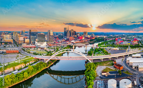 Nashville Tennessee TN Drone Skyline Aerial Panorama photo