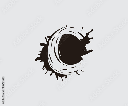 Initial C flat splatter logo icon. Abstract ink splash design.