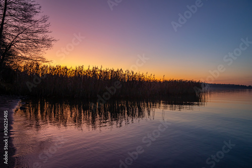Sunset over finnish lake.