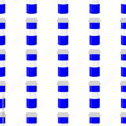 Illustration on theme big colored set different types of pills inside close jar