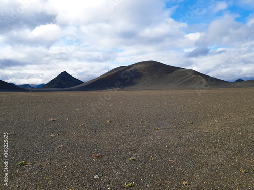 Lava field and lava mountains in Iceland 