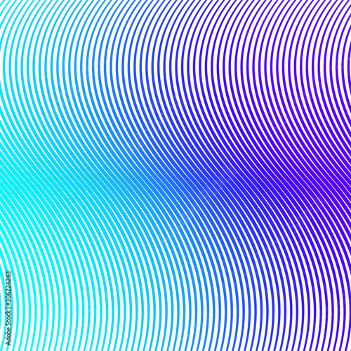 Flying veil waveform. Print. Purple, blue gradient. Wave pattern. Waving flowing scarf. Line art vibrant colored design element. Elegant abstract shiny curves. White background.