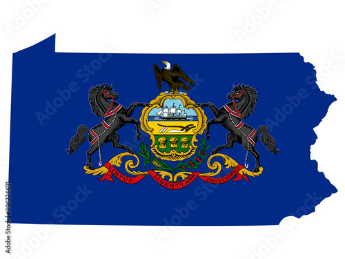 Obraz na plátně Pennsylvania Map Flag Vector illustration Eps 10