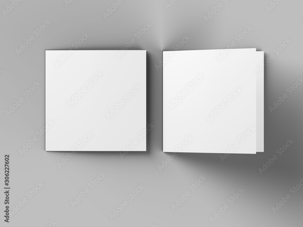 Brochure in square format folded to two - mockup. 3d illustration Brochure in square format folded to two - mockup. 3d illustration