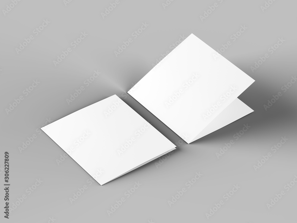Brochure in square format folded to two - mockup. 3d illustration Brochure in square format folded to two - mockup. 3d illustration