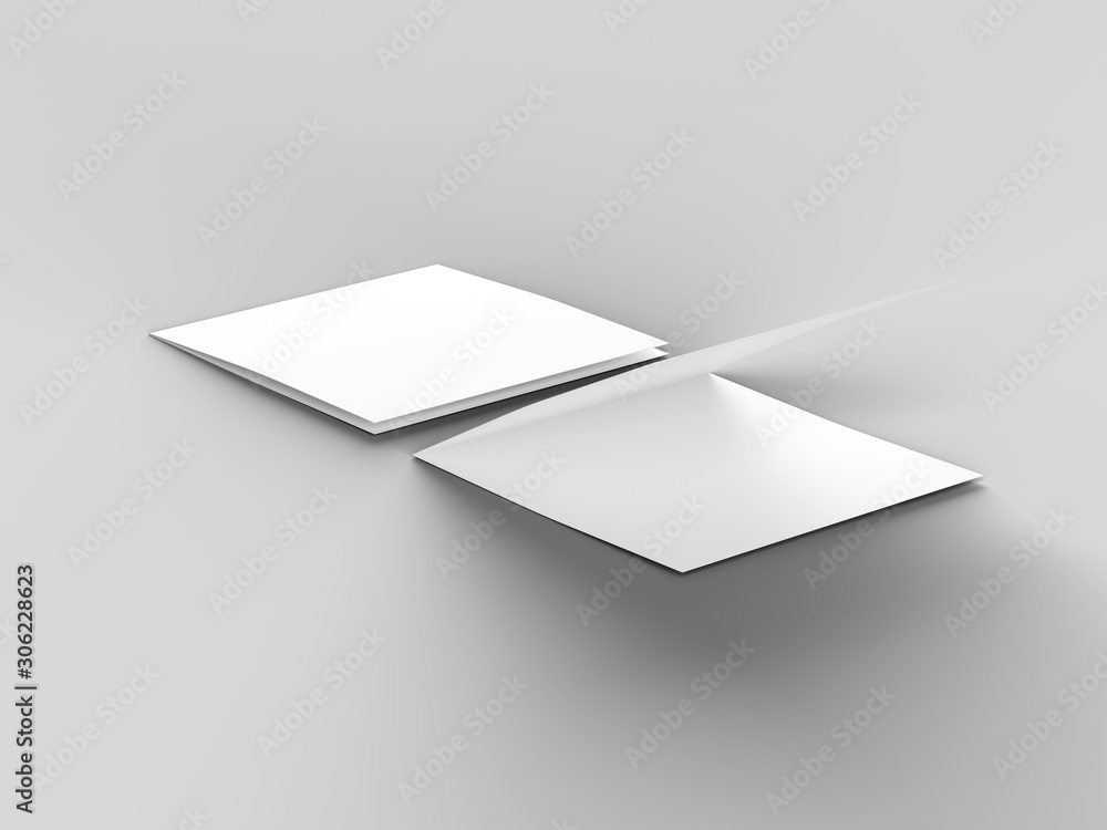 Brochure in square format folded to two - mockup. 3d illustration Brochure in square format folded to two - mockup. 3d illustration