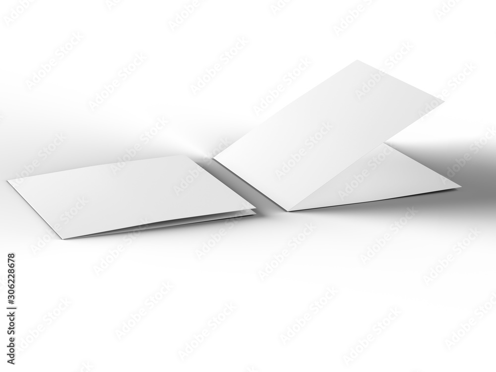 Brochure in square format folded to two - mockup. 3d illustration Brochure in square format folded to two - mockup. 3d illustration