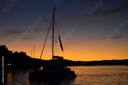 sailing at sunset