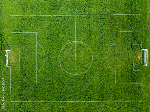 Aerial view of soccer field